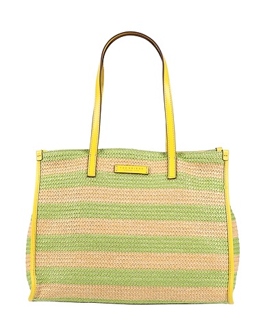 THE BRIDGE Handbag Green Cow leather, Natural raffia