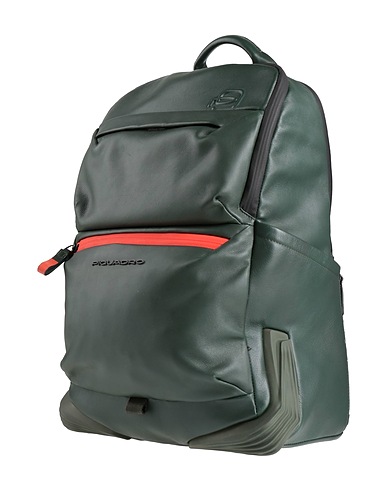 PIQUADRO Rucksäcke Grün Rindsleder, Nylon, Polyester, Metall, Synthetische Fasern