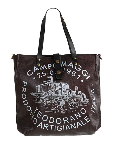 CAMPOMAGGI Handtasche Schokobraun 100% Baumwolle, Rindsleder