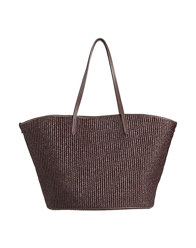BRUNELLO CUCINELLI Handbag Dark brown 52% Cotton, 48% Leather