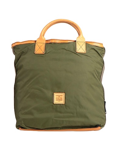 CAMPOMAGGI Handbag Dark green Cowhide, Textile fibres