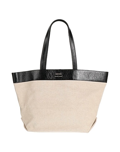 AMI ALEXANDRE MATTIUSSI Shoulder bag Beige Leather, Textile fibres