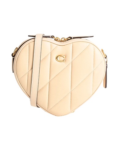 COACH Sac bandoulière Beige Fibres textiles