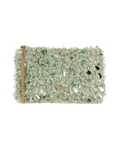 PINKO Across-body bag Sage green Leather, Textile fibres