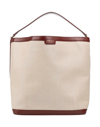 GIORGIO ARMANI Handbag Light grey 100% Linen, Cow leather