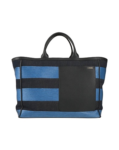 VALEXTRA Handbag Blue 77% Cotton, 23% Polyamide, Calfskin