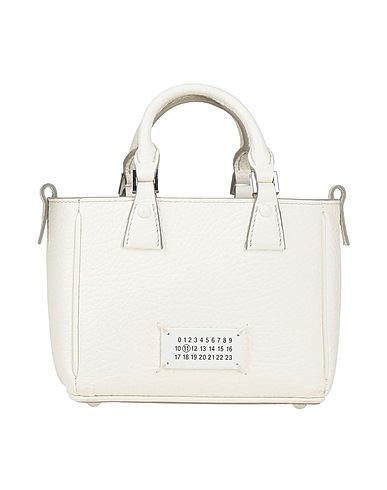 MAISON MARGIELA Borsa a mano Off white 100% Pelle di bovino, Cotone, Poliestere, Altre Fibre, Ottone