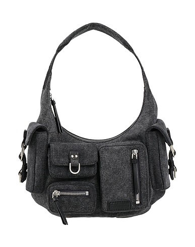 BLUMARINE Handbag Black 98% Cotton, 2% Elastane, Cow leather