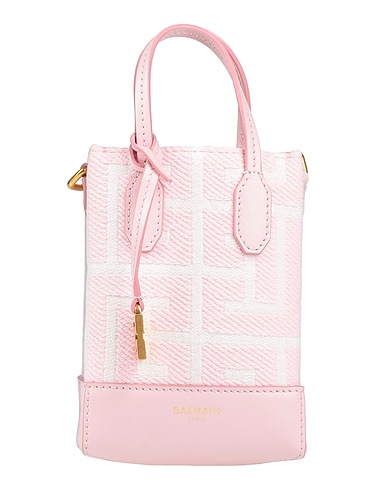 BALMAIN Handbag Pink 90% Cotton, 10% Polyester, Calfskin