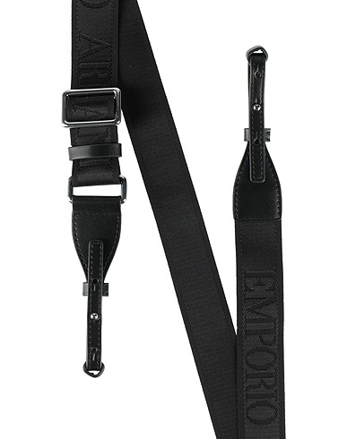 EMPORIO ARMANI Bag accessories & charms Black Textile fibres, Leather
