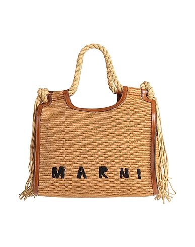 MARNI Handbag Camel 52% Cotton, 48% Polyamide, Cow leather