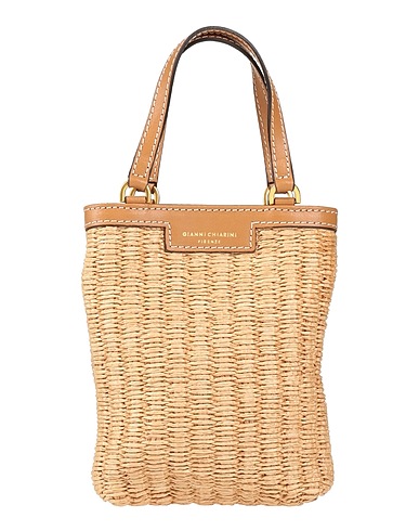 GIANNI CHIARINI Borsa a mano Sabbia Pelle, Rafia naturale