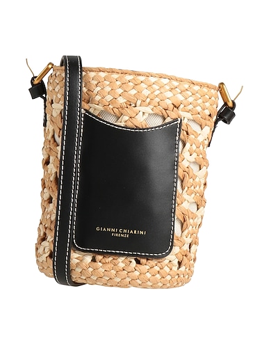 GIANNI CHIARINI Across-body bag Black Natural raffia, Cow leather