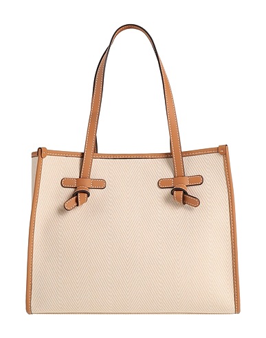 GIANNI CHIARINI Handbag Beige Textile fibres, Leather
