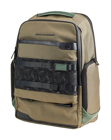 PIQUADRO Backpacks VERDE MILITARE Cow leather, EVA (Ethylene - Vinyl - Acetate), Nylon, Polyester, Metal