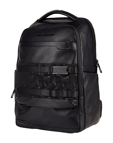 PIQUADRO Backpacks Black Cow leather, EVA (Ethylene - Vinyl - Acetate), Nylon, Polyester, Metal