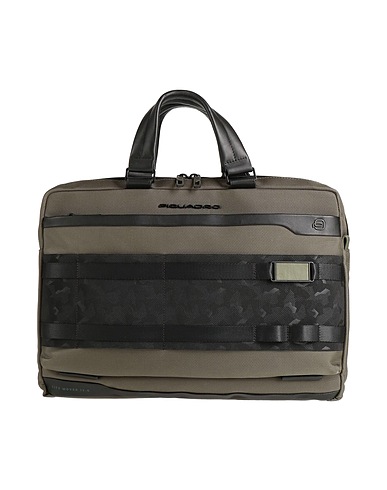 PIQUADRO Handbag Military green Cow leather, EVA (Ethylene - Vinyl - Acetate), Nylon, Polyester, Metal