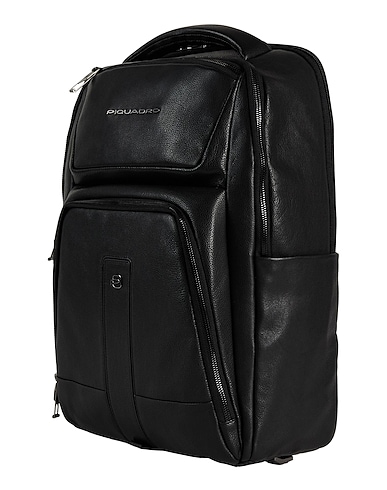 PIQUADRO Backpacks Black Cow leather, EVA (Ethylene - Vinyl - Acetate), Nylon, Polyester, Metal