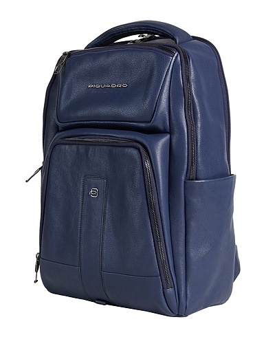 PIQUADRO Backpacks Navy Cow leather, EVA (Ethylene - Vinyl - Acetate), Nylon, Polyester, Metal