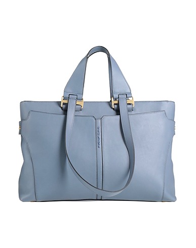 PIQUADRO Handbag Pastel blue Cow leather, EVA (Ethylene - Vinyl - Acetate), Synthetic fibers, Metal
