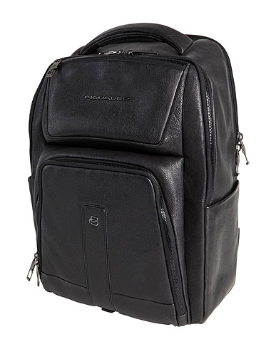PIQUADRO Rucksacks Black Cow leather, EVA (Ethylene - Vinyl - Acetate), Nylon, Polyester, Metal