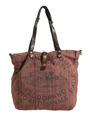CAMPOMAGGI Handbag Chocolate brown 100% Cotton, Cow leather