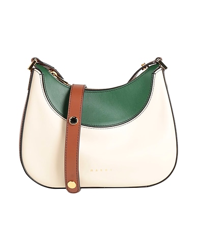 MARNI Across-body bag Ivory 100% Cow leather, Steel, Brass
