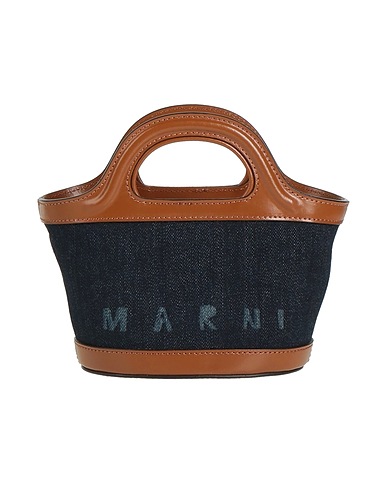 MARNI Borsa a mano Blu notte 100% Cotone, Pelle di bovino, Zinco, Alluminio, Rame