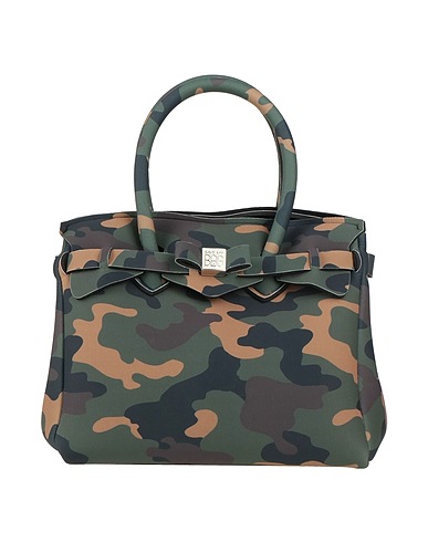 SAVE MY BAG ハンドバッグ ミリタリーグリーン ポリエーテルエーテルケトン (PEEK) 50% / ポリエステル 40% / ポリウレタン 10%
