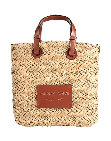 EMPORIO ARMANI Bolso de mano Beige 100% Paja, Poliéster, Poliuretano