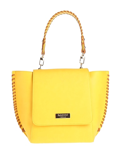 BALDININI Handbag Yellow 95% Polyurethane, 5% Metal