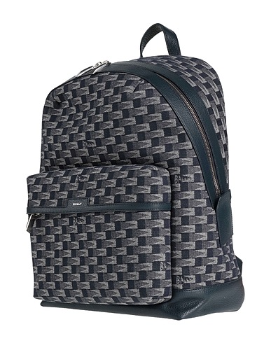 BALLY Backpacks Blue Leather, Textile fibers