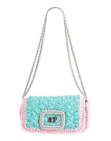 ROGER VIVIER Shoulder bag Turquoise Textile fibres