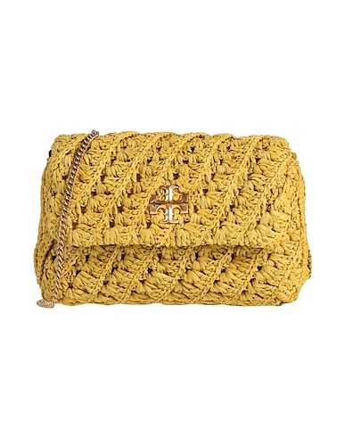 TORY BURCH Across-body bag Sage green Natural raffia