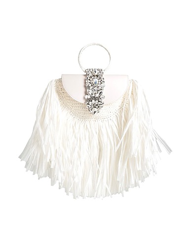 GEDEBE Handbag Ivory Natural raffia, Leather