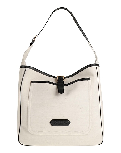 TOM FORD Shoulder bag Off white Cotton, Calfskin