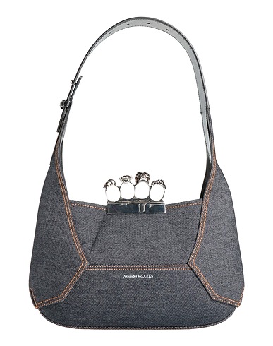 MCQUEEN Handbag Blue Textile fibers, Leather