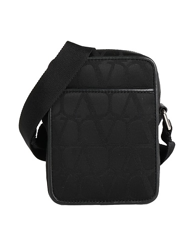 VALENTINO GARAVANI Across-body bag Black Leather, Textile fibres