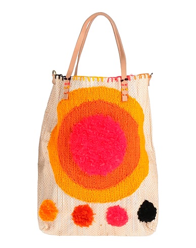 EN SHALLA Handbag Orange Textile fibres, Straw