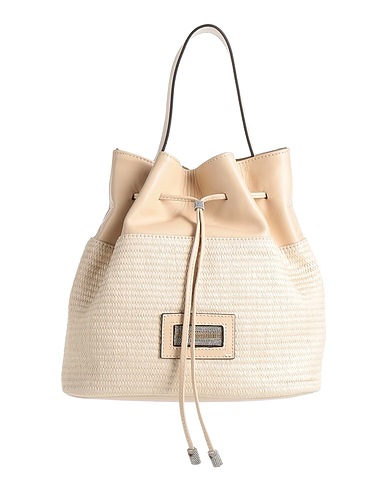 PESERICO Handbag Beige 45% Cotton, 45% Leather, 5% Polyamide, 5% Metal