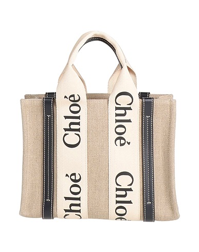 CHLOÉ Handtasche Sand 100% Leinen, Kalbsleder, Polyester