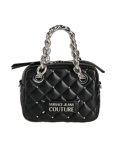 VERSACE JEANS COUTURE Handbag Black 100% Polyester, Polyurethane resin