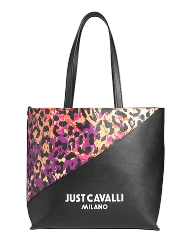 JUST CAVALLI Shoulder bag Black 100% Polyester, Polyurethane resin