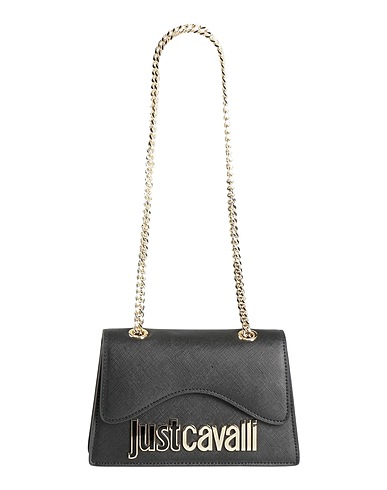 JUST CAVALLI Shoulder bag Black 100% Polyester, Polyurethane resin