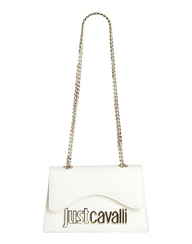 JUST CAVALLI Shoulder bag White 100% Polyester, Polyurethane resin