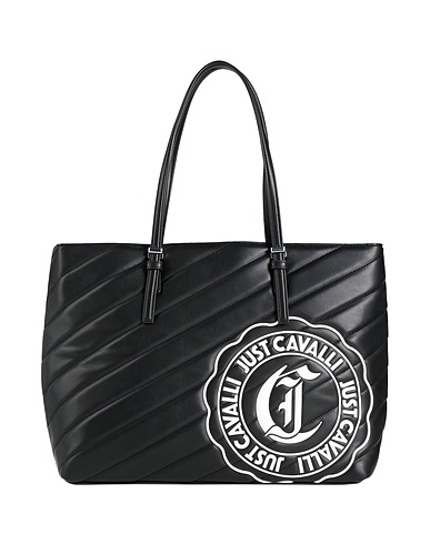 JUST CAVALLI Handbag Black 100% Polyester, Polyurethane resin