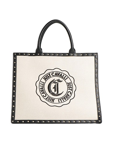 JUST CAVALLI Borsa a mano Nero 90% Cotone, 10% Poliestere, Spalmato poliuretano