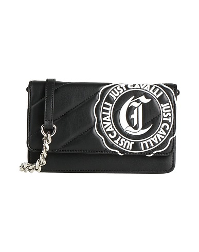 JUST CAVALLI Across-body bag Black 100% Polyester, Polyurethane resin