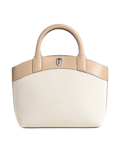 SAVETTE Borsa a mano Beige Fibre tessili, Pelle di vitello