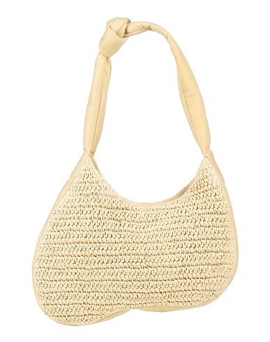 REJINA PYO Shoulder bag Sand Natural raffia, Leather